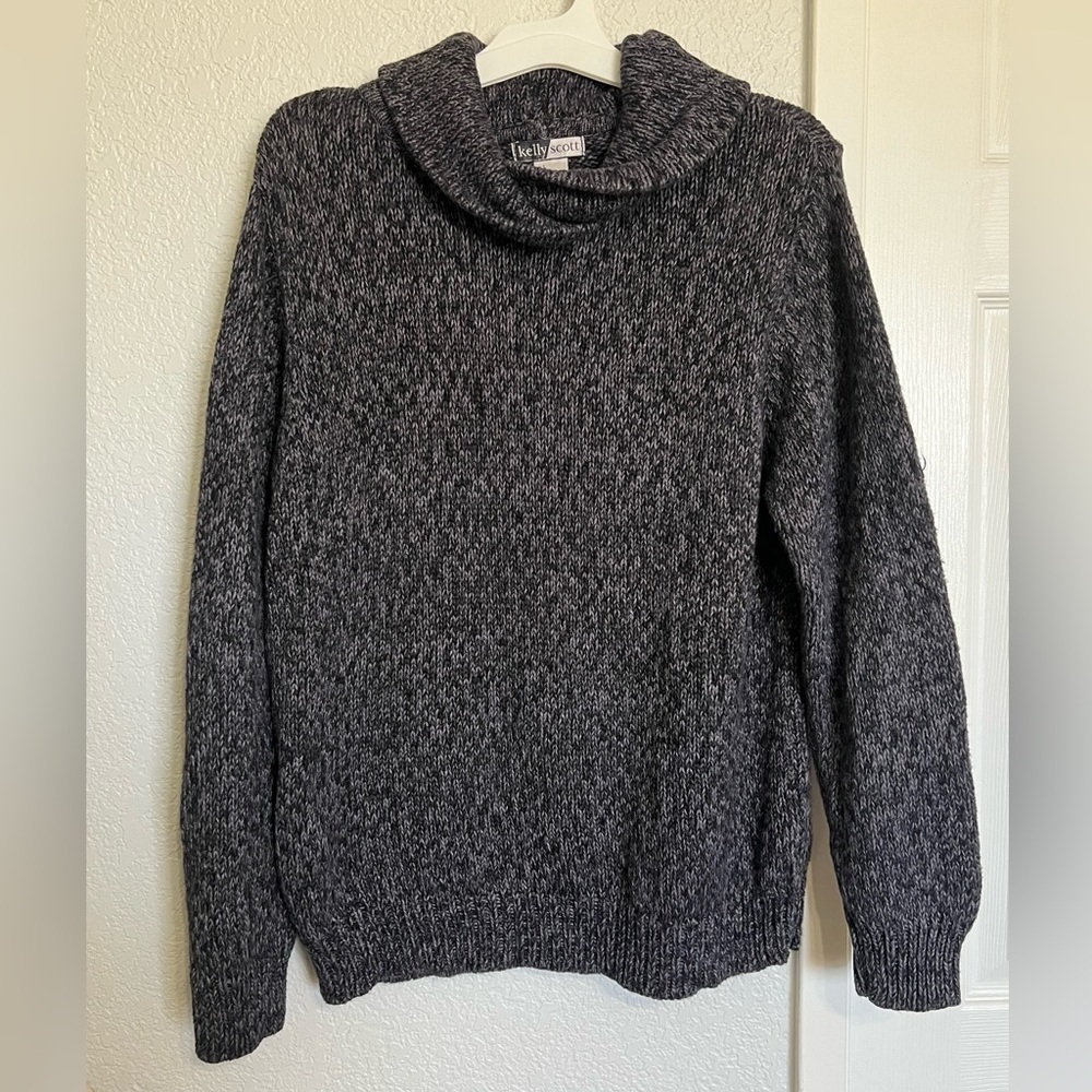 Vintage Kelly Scott Black and Gray Knit Sweater